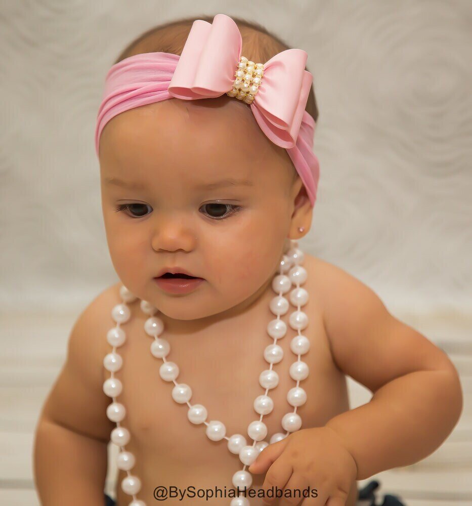 Light Pink Big Bow Headband Pink Baby Headband Bow Headband Newborn Headband Baby Girl Headband Pho…