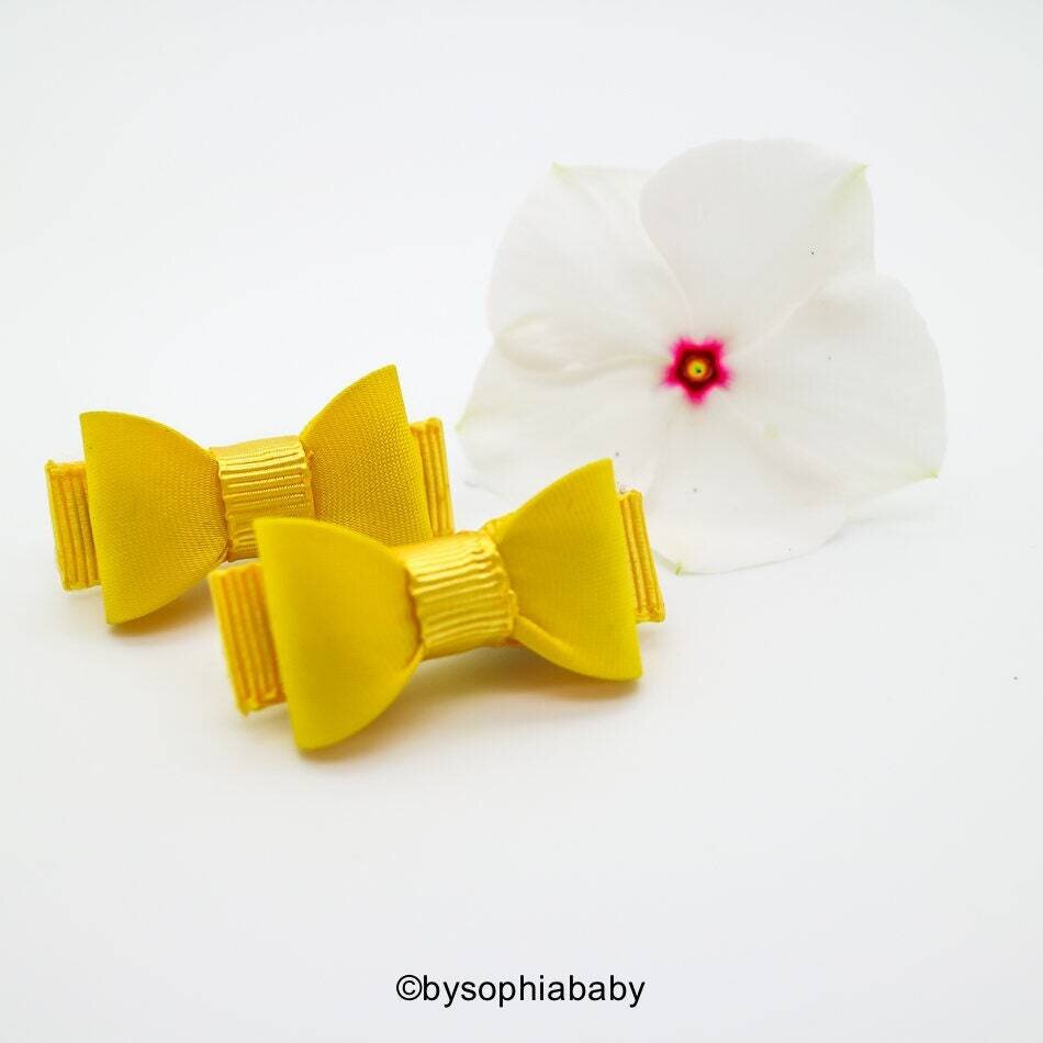 Baby Yellow Bow Newborn Baby Bow Yellow Baby Hair Bow Small Baby Bow Hair Clip Flower Girl Baby Sma…