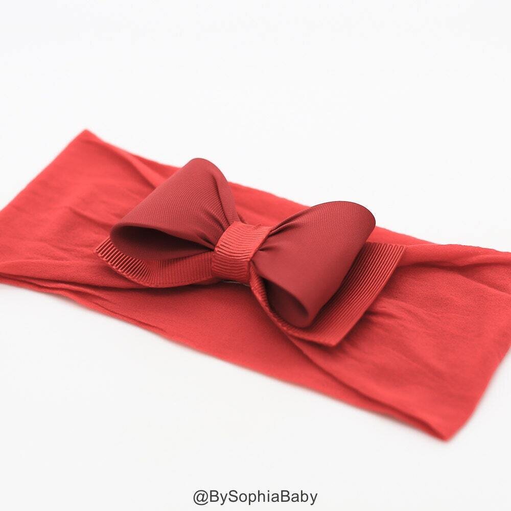 Red Baby Headband Baby Bow Headband Newborn Headband Red Bow Headband Photography Prop Red Baby Bow…