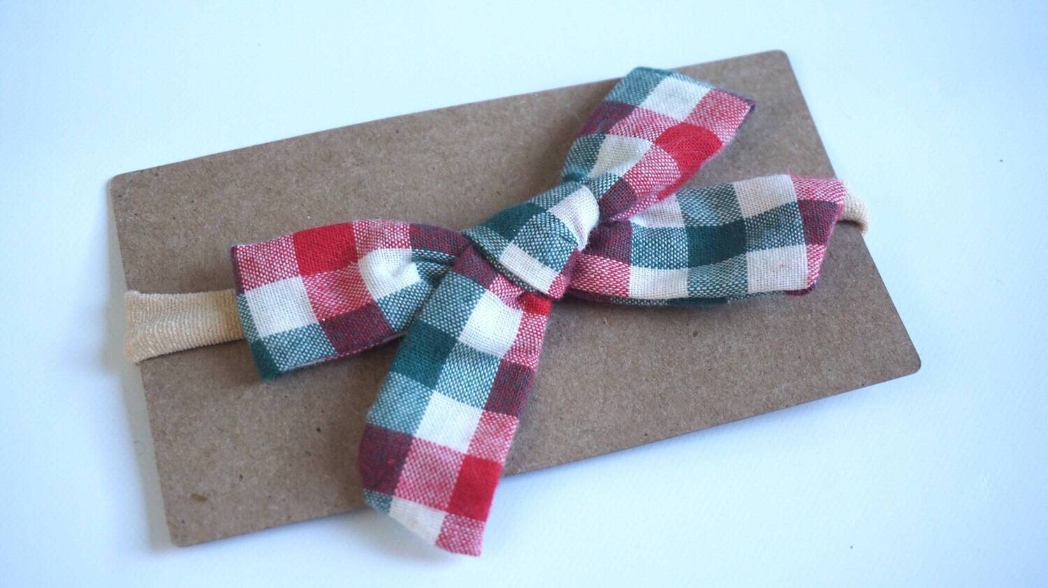 Red and Green Plaid Headband Black Bow Headband Baby Bow Headband Newborn Headband Baby Girl Headba…