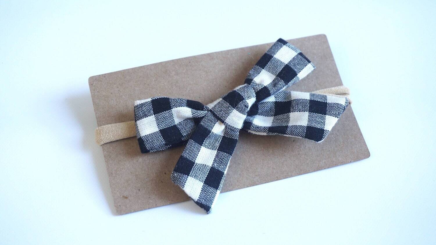 Buffalo Plaid Headband Black Bow Headband Baby Big Bow Headband Newborn Headband Baby Girl Headband…
