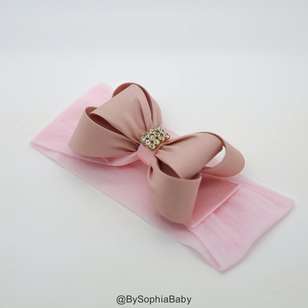 Pale Pink Big Bow Headband Pink Baby Headband Bow Headband Newborn Headband Baby Girl Headband Phot…