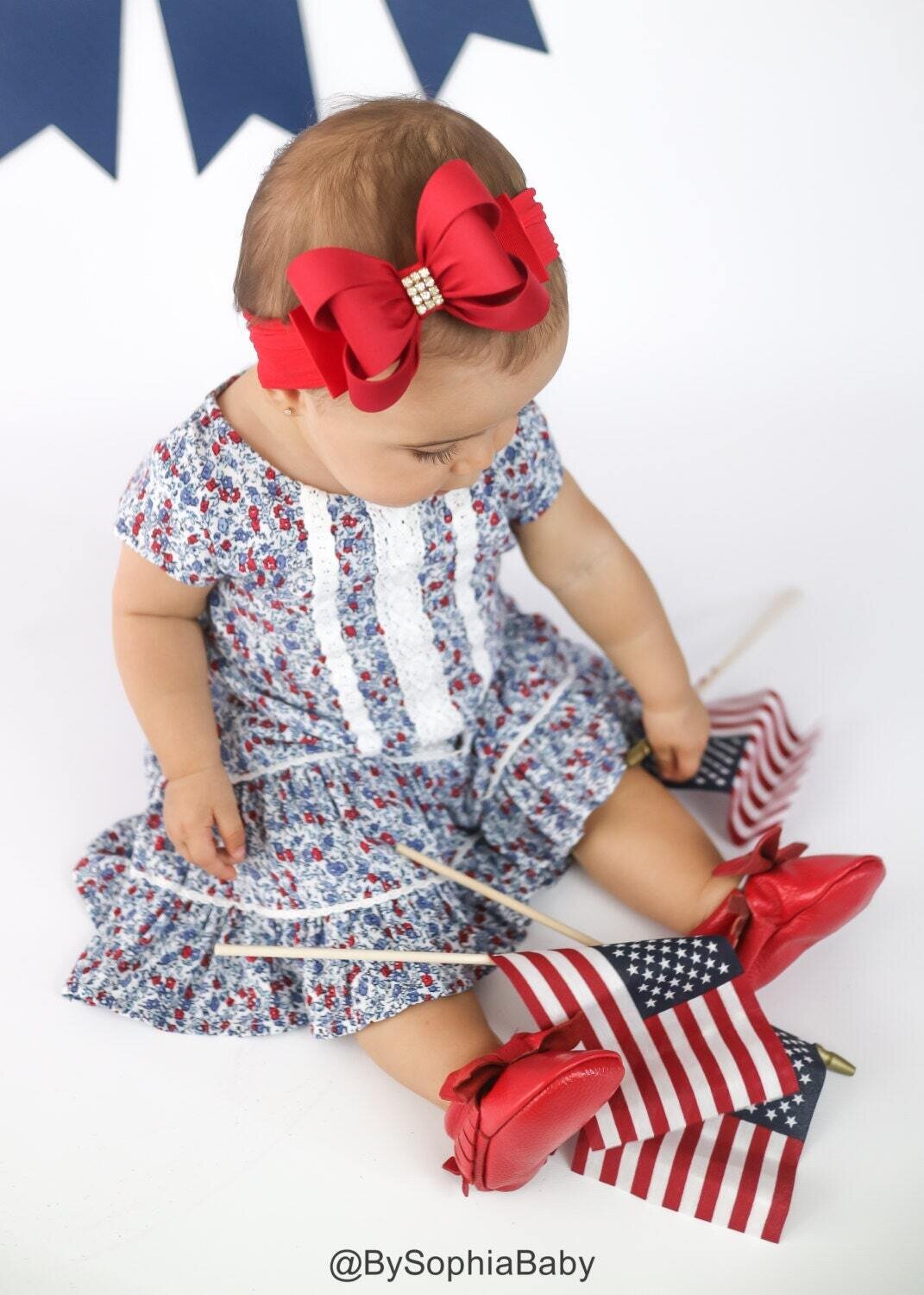 Baby Headband Red Big Bow Headband Christmas Headband Red Baby Headband Unique Baby Headband Newbor…
