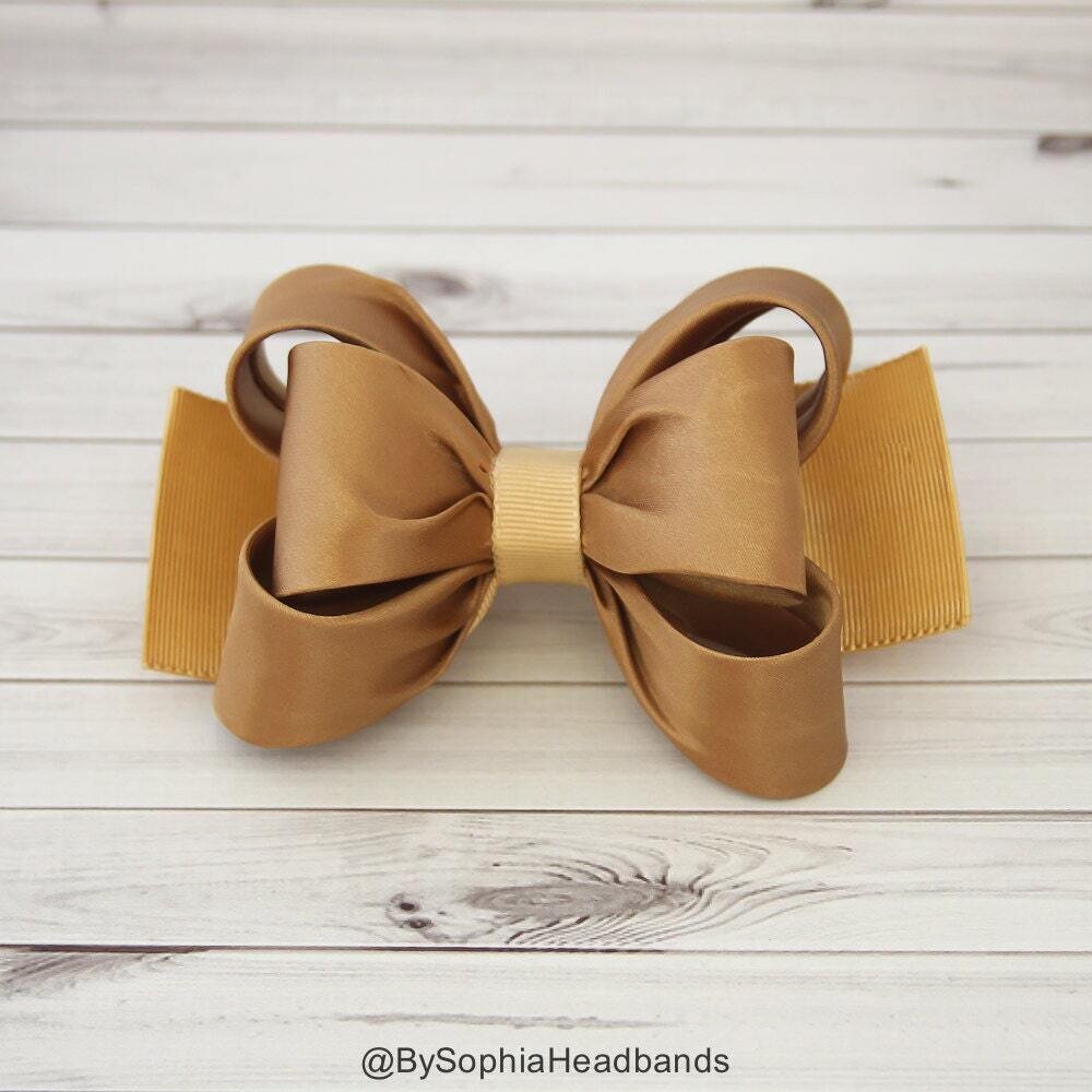 Gold Hair Clip Gold Bow Hair Clip Bow Hair Clip Toddler Gold Hair Clip Girls Bow Hair Clip Big Bow …