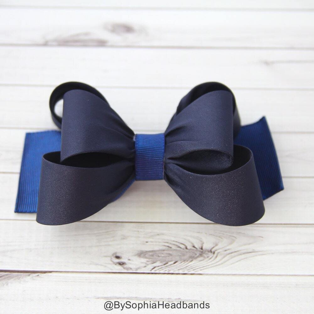 Navy Blue Hair Clip Navy Blue Bow Hair Clip Bow Hair Clip Toddler Hair Clip Girls Bow Hair Clip Big Bow Hair Clip 984
