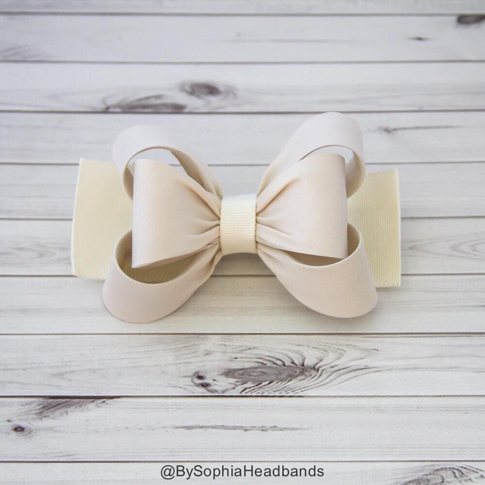 Ivory Hair Clip Ivory Bow Hair Clip Bow Hair Clip Toddler Gold Hair Clip Girls Bow Hair Clip Big Bo…