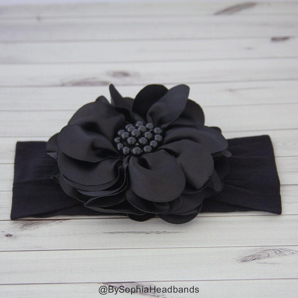 Black Headband Baby Flower Headband Baby Girl Headband Photography Prop Big Flower Headband Flower …