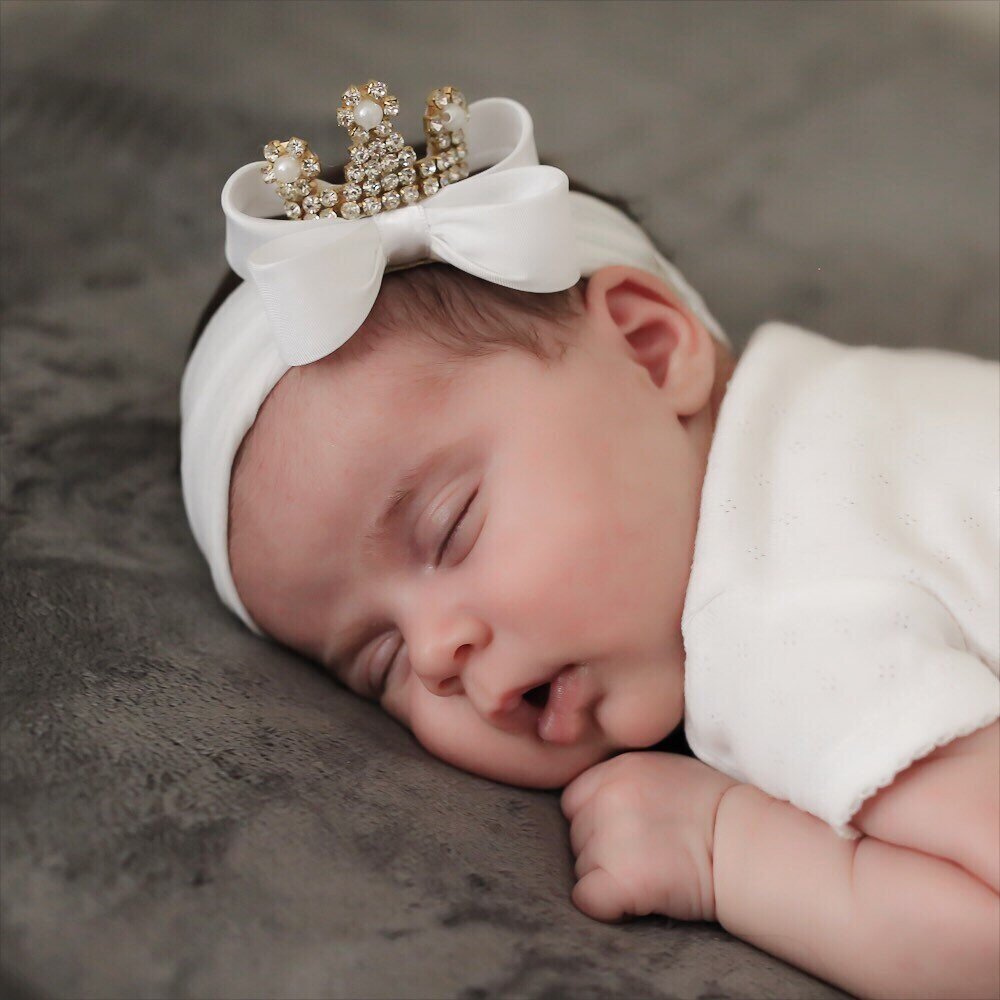 Baby Tiara White Bow Crown Headband Princess Headband Princess Tiara Photo Prop White Headband Bow HeadbandNylon Headband 1009