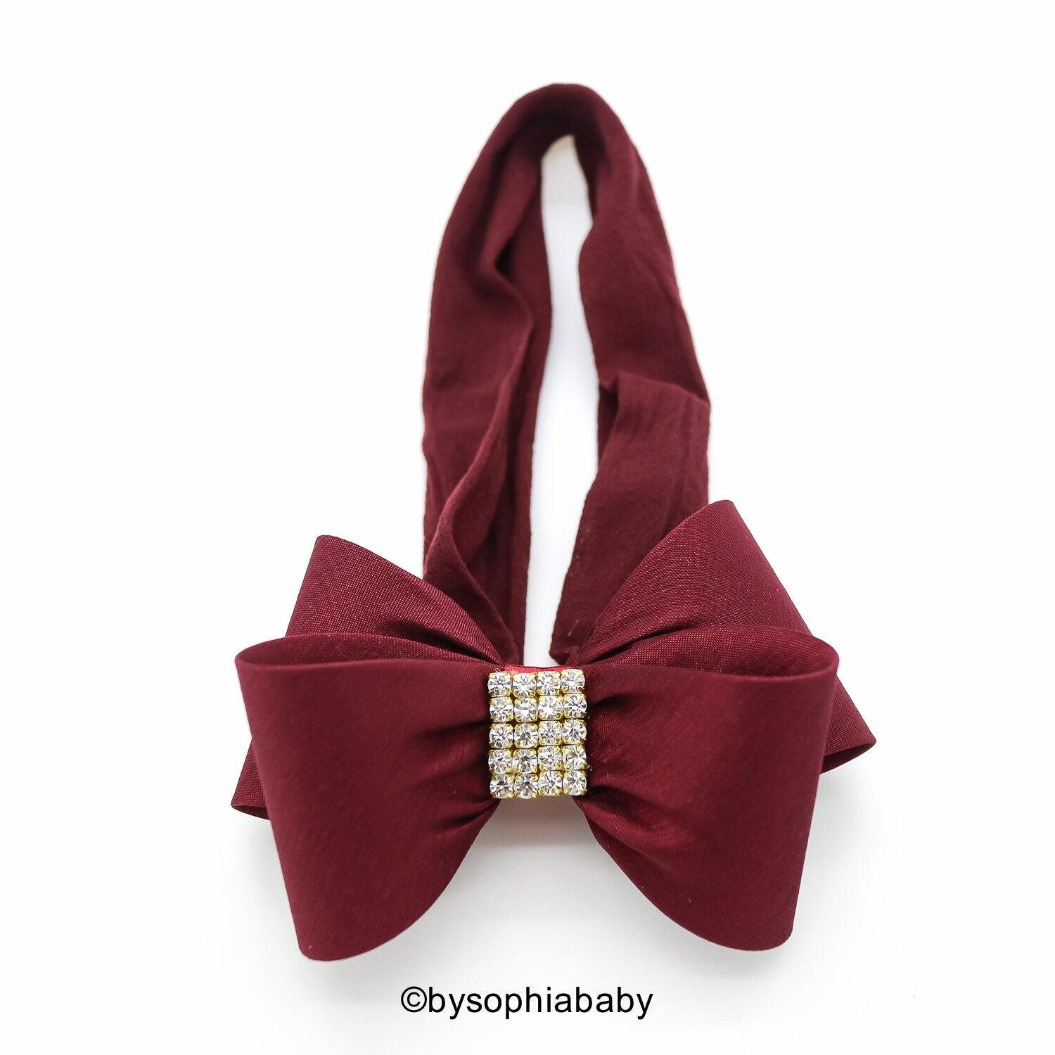 Burgundy Baby Headband Head wrap Baby Headband Baby Big Bow Headband Newborn Headband Baby Headband…