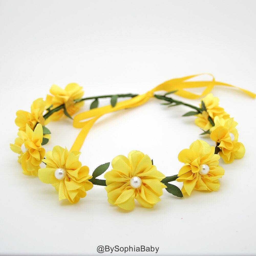 Baby Flower Crown Toddler Flower Crown Yellow Flower Crown Girls Flower Crown Baby Flower Headband …