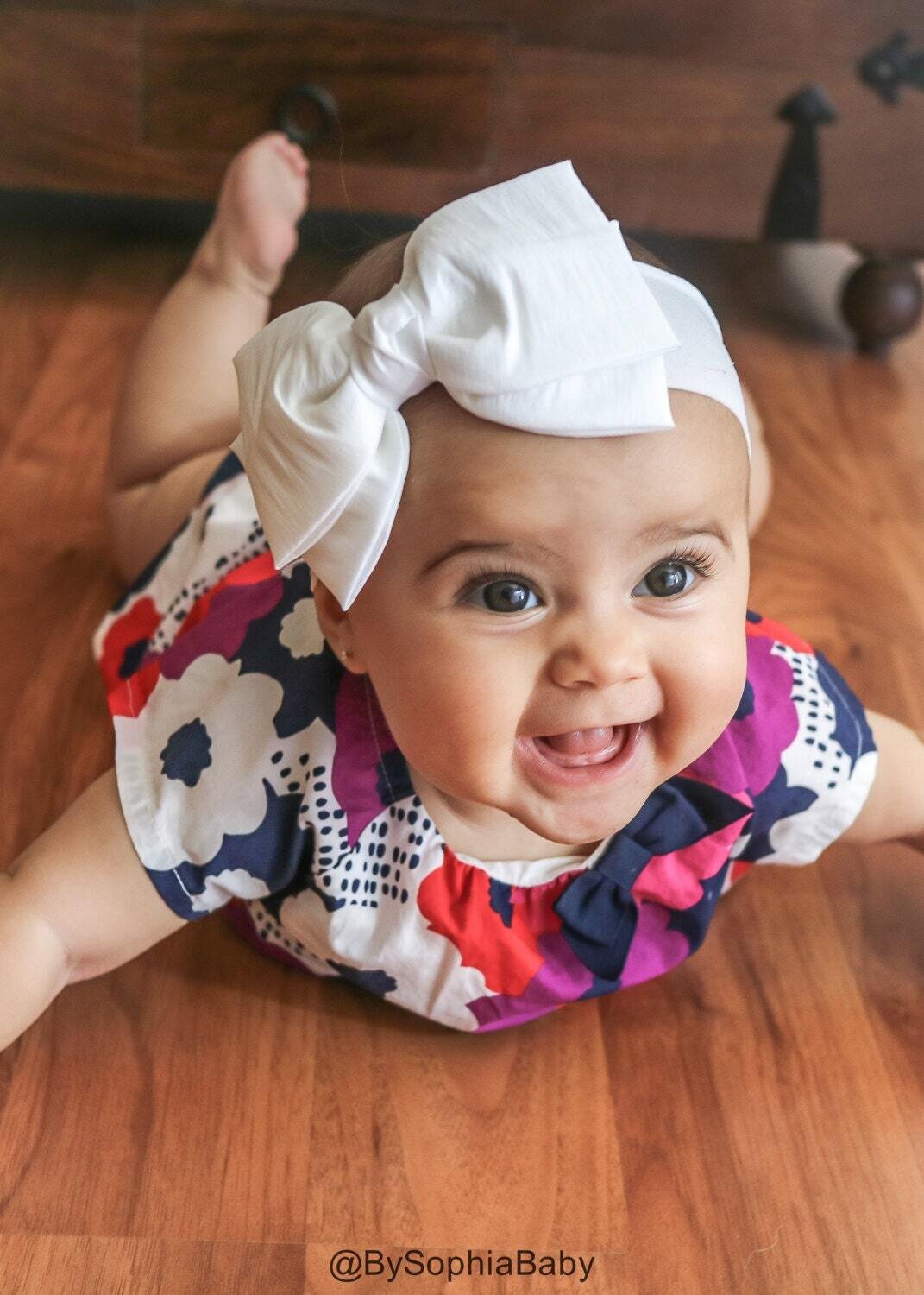 Baby Headband Headwrap White Big Bow Headband White Baby Headband Newborn Headband Baby Hairband To…