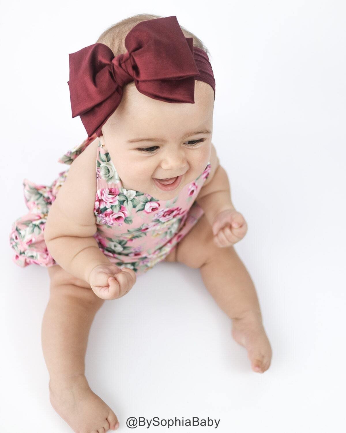 Baby Headband Head wrap Burgundy Big Bow Headband Black Baby Headband Bow Headband Big Bow Toddler …