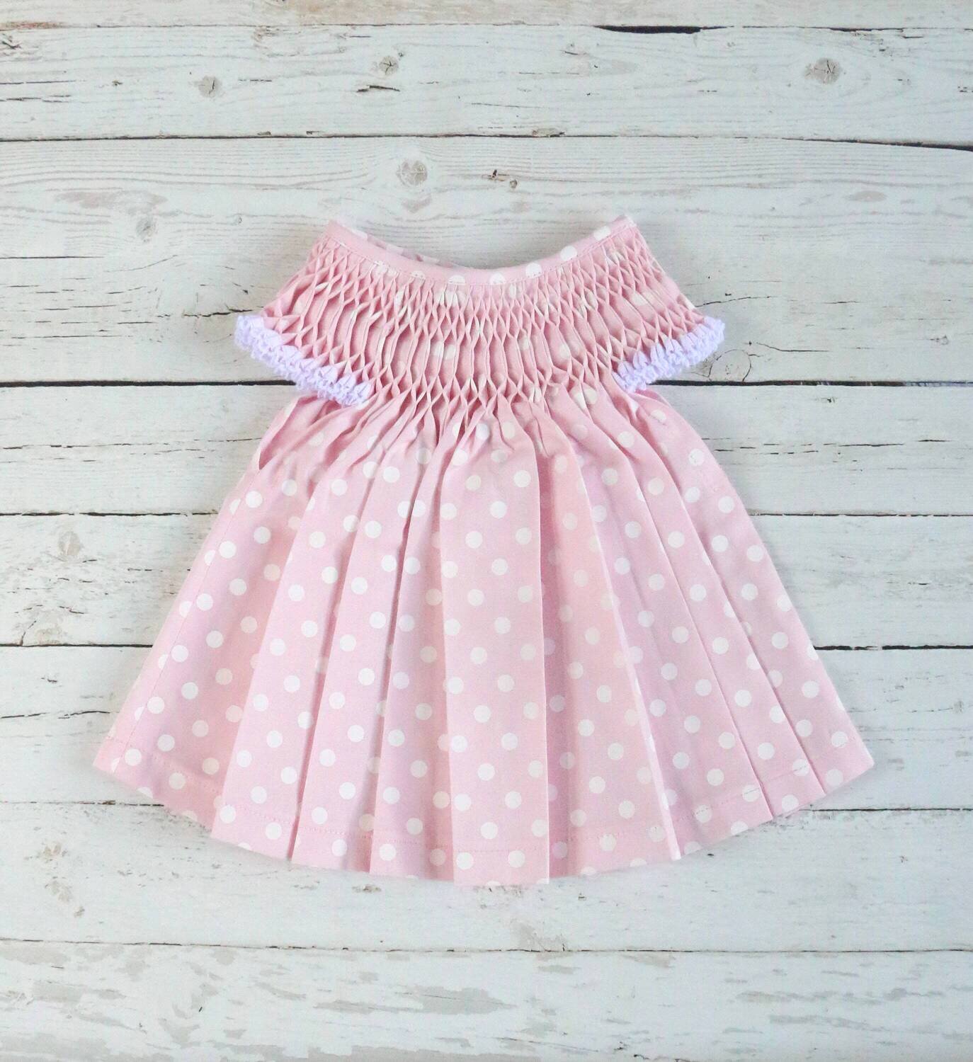 Polka Dot Dress Pink Dress Baby Girl Dress Flower Baby Dress Tea Party Baby Dress Baby Girl Clothes…