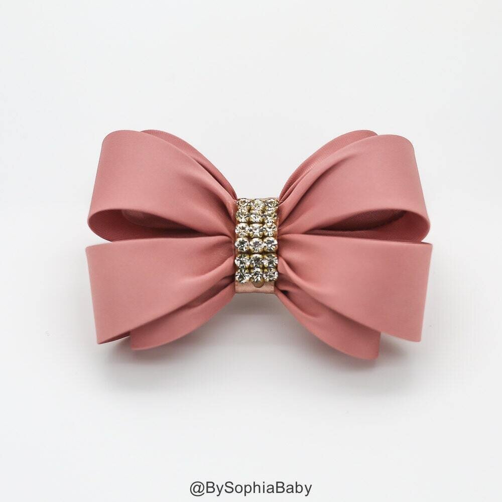 Pale Pink Bow Hair Clip Girls Hair Bow Big Bow Hair Clip Wedding Hair Clip Toddler Hair Clip Rhines…