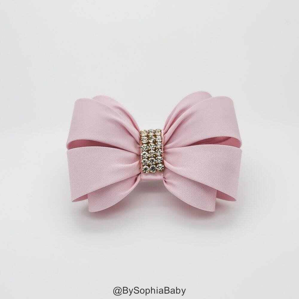 Light Pink Bow Hair Clip Girls Bow Hair Clip Bow Hair Clip Wedding Hair Clip Toddler Bow Rhinestone…