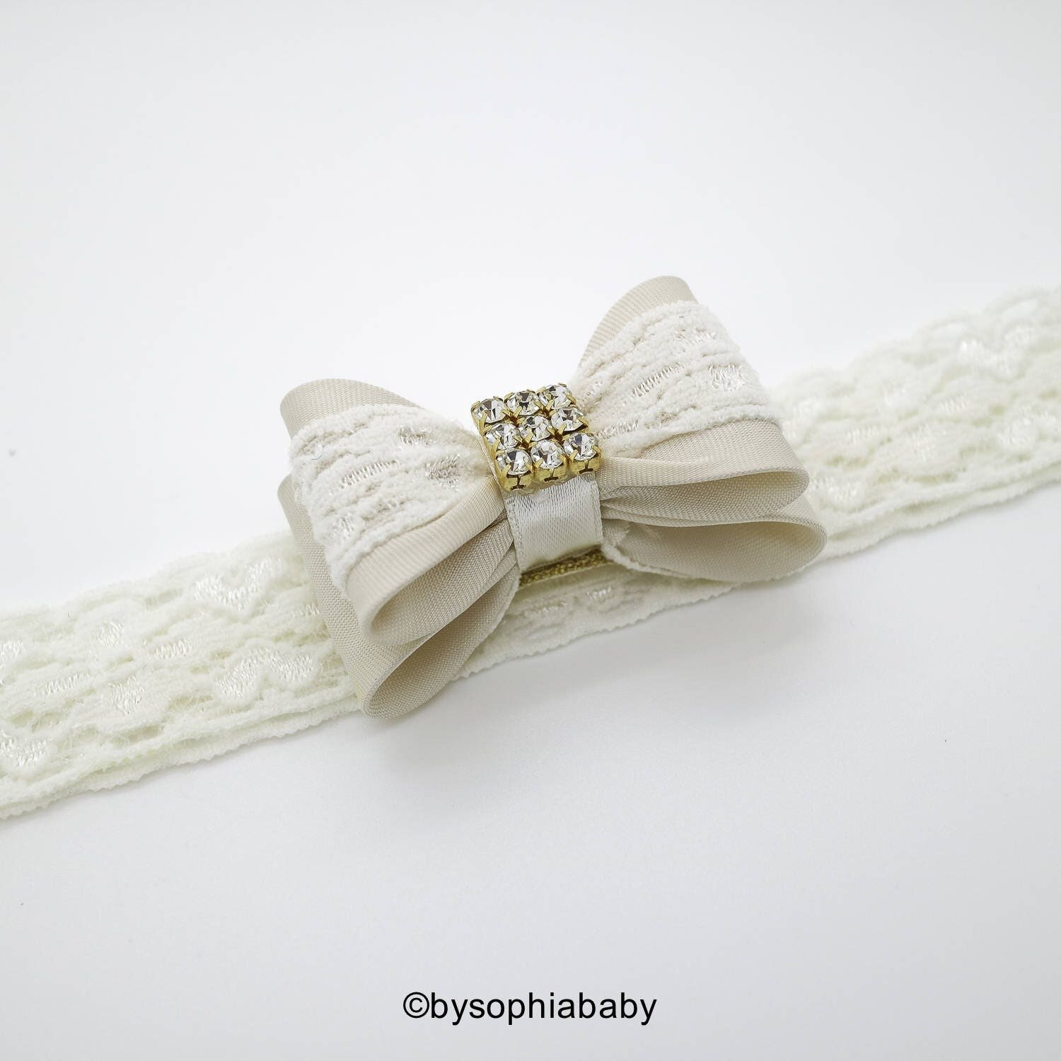 Baby Headband Ivory Baby Headband Flower Girl Headband Beige Bow Headband Cream Baby Bow Lace Head …