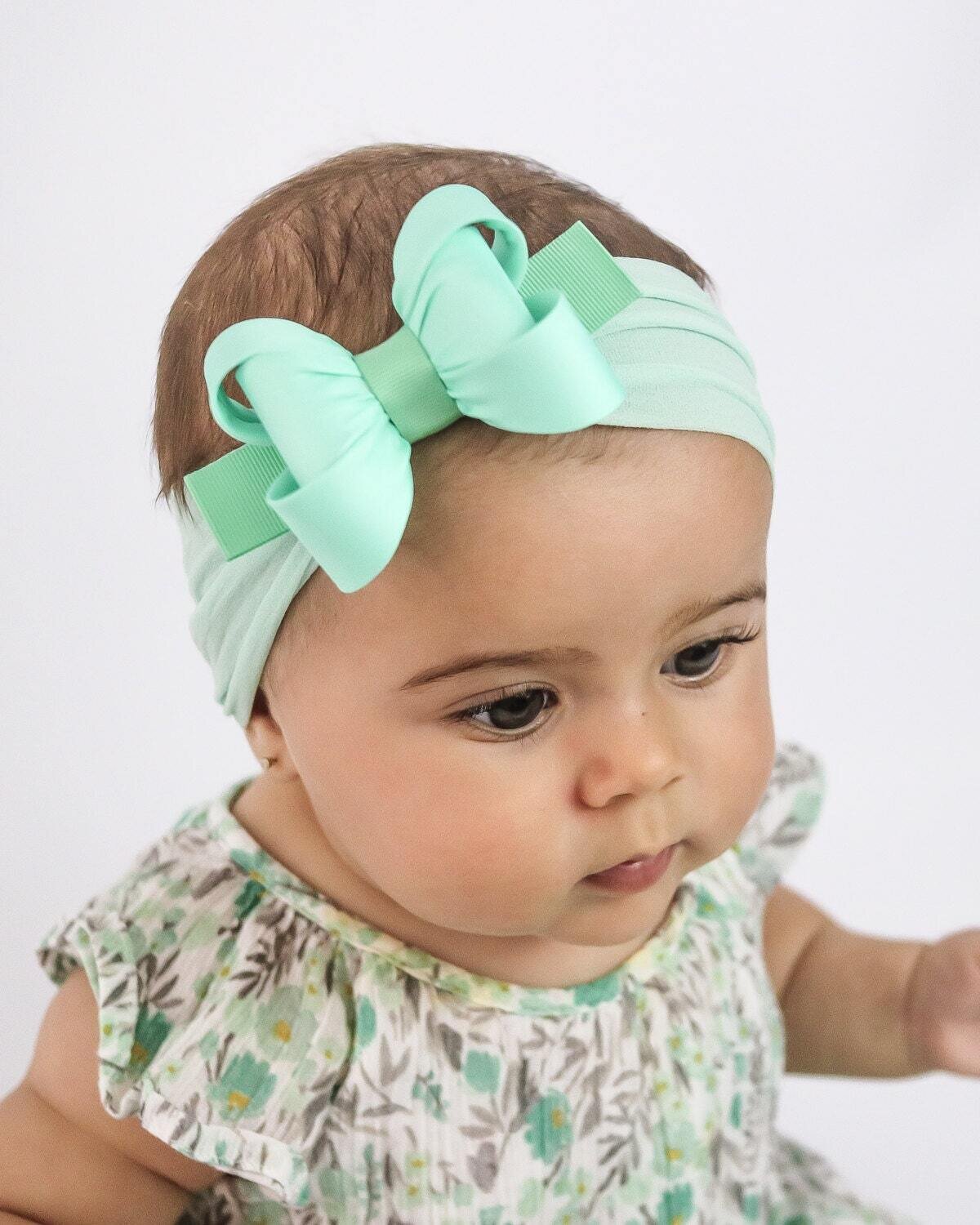 Baby Headband Aqua Green Baby Bow Headband Mint Bow Headband Aqua green Baby Headband Aqua toddler Headband Newborn Headband 1431