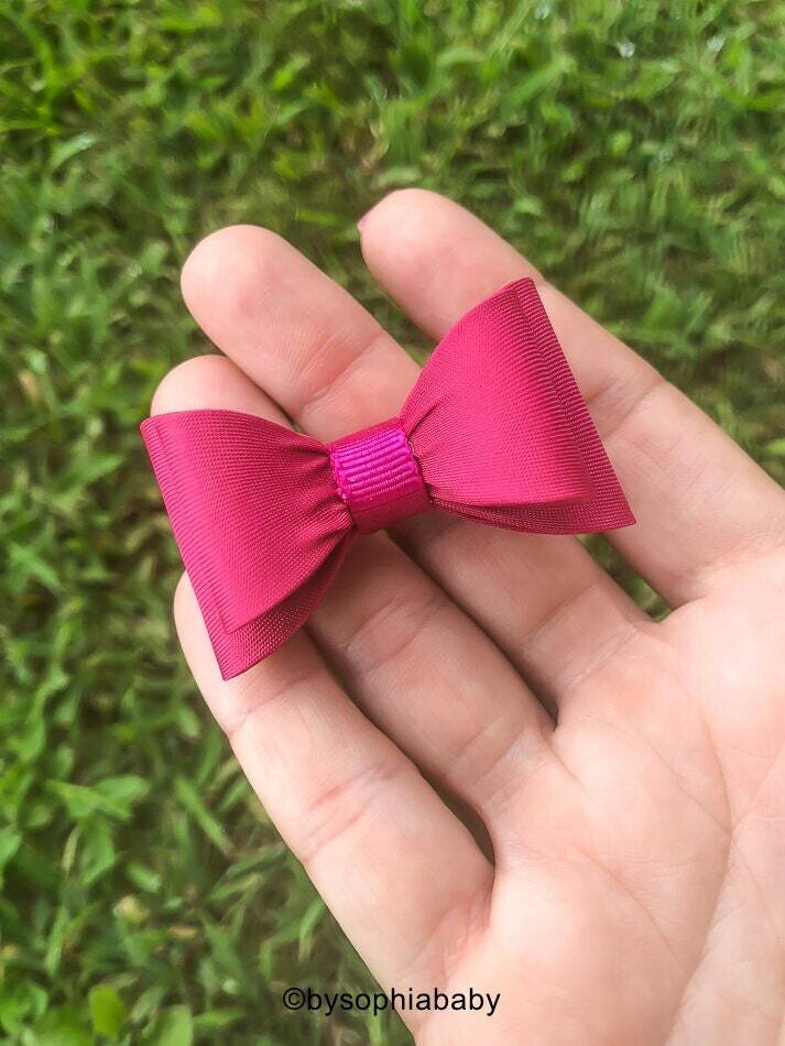 Baby Hot Pink Bow Newborn Baby Bow Pink Baby Hair Bow Small Baby Bow Hair Clip Flower Girl Baby Sma…
