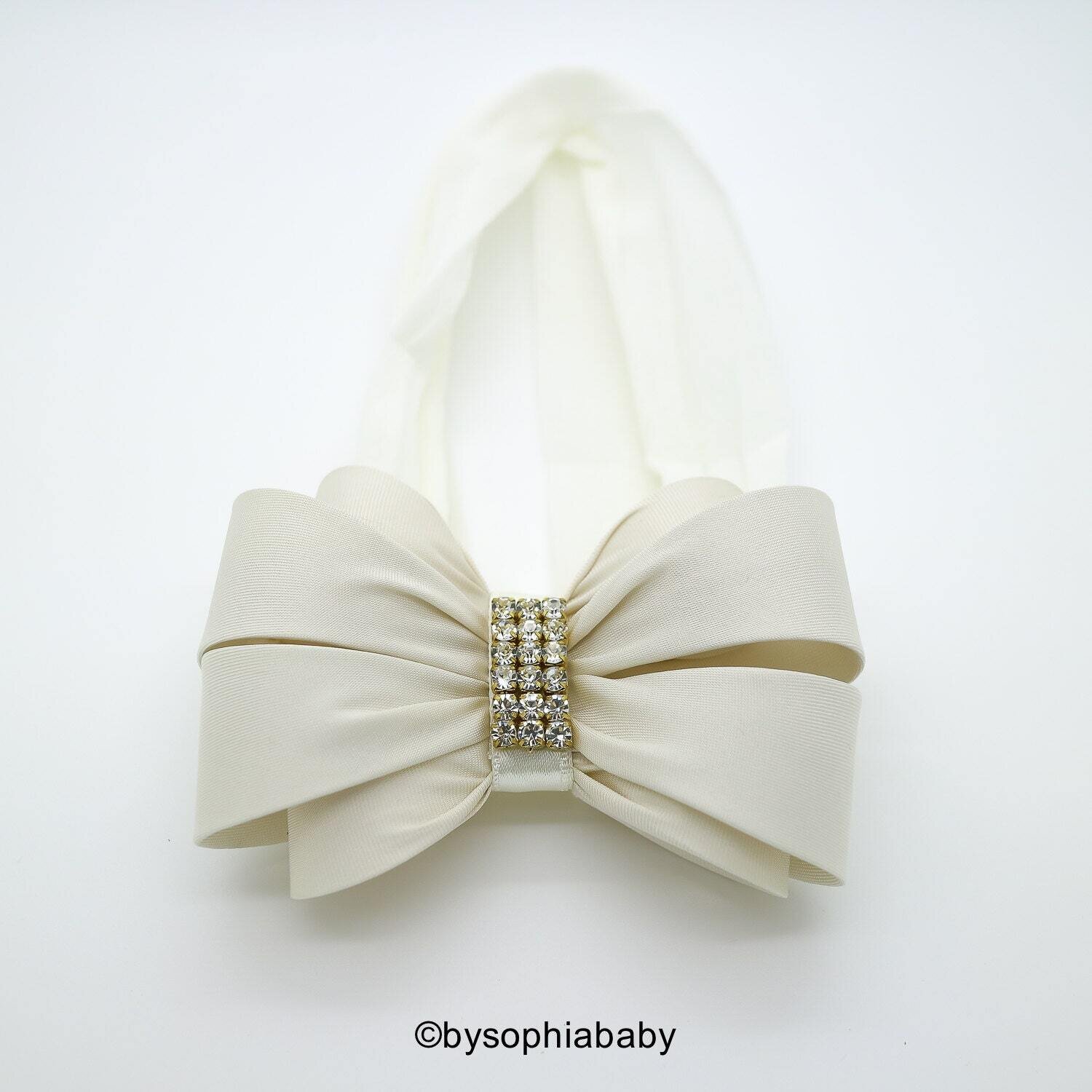 Baby Headband Headwrap Ivory Big Bow Headband Ivory Baby Headband Nylon Headband Girls Headband Fir…