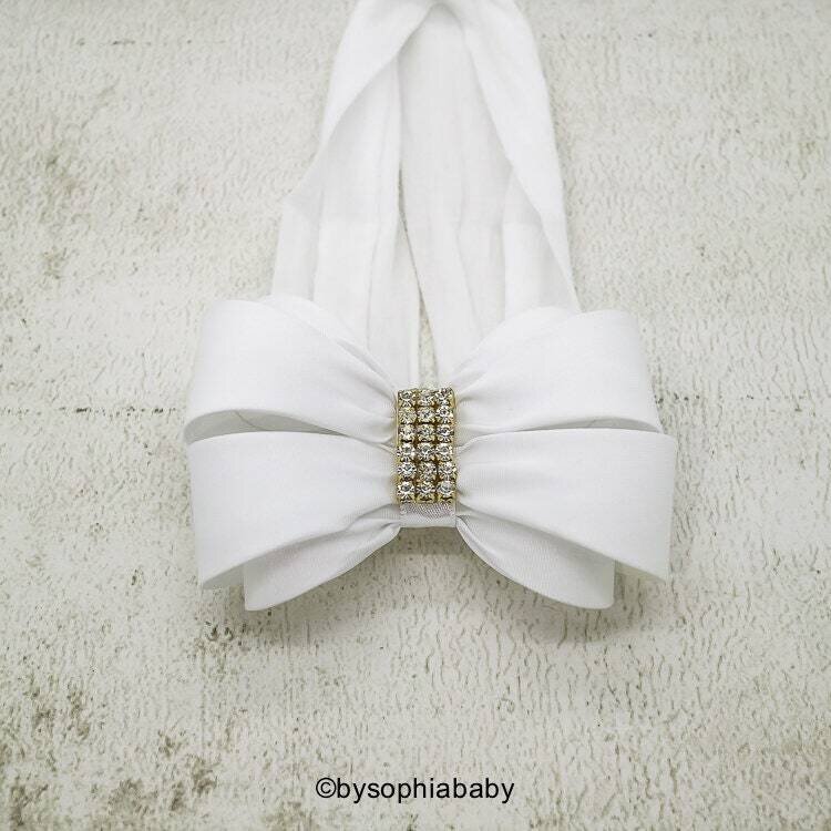 Baby Headband Headwrap White Big Bow Headband White Baby Headband Nylon Headband Girls Headband Fir…