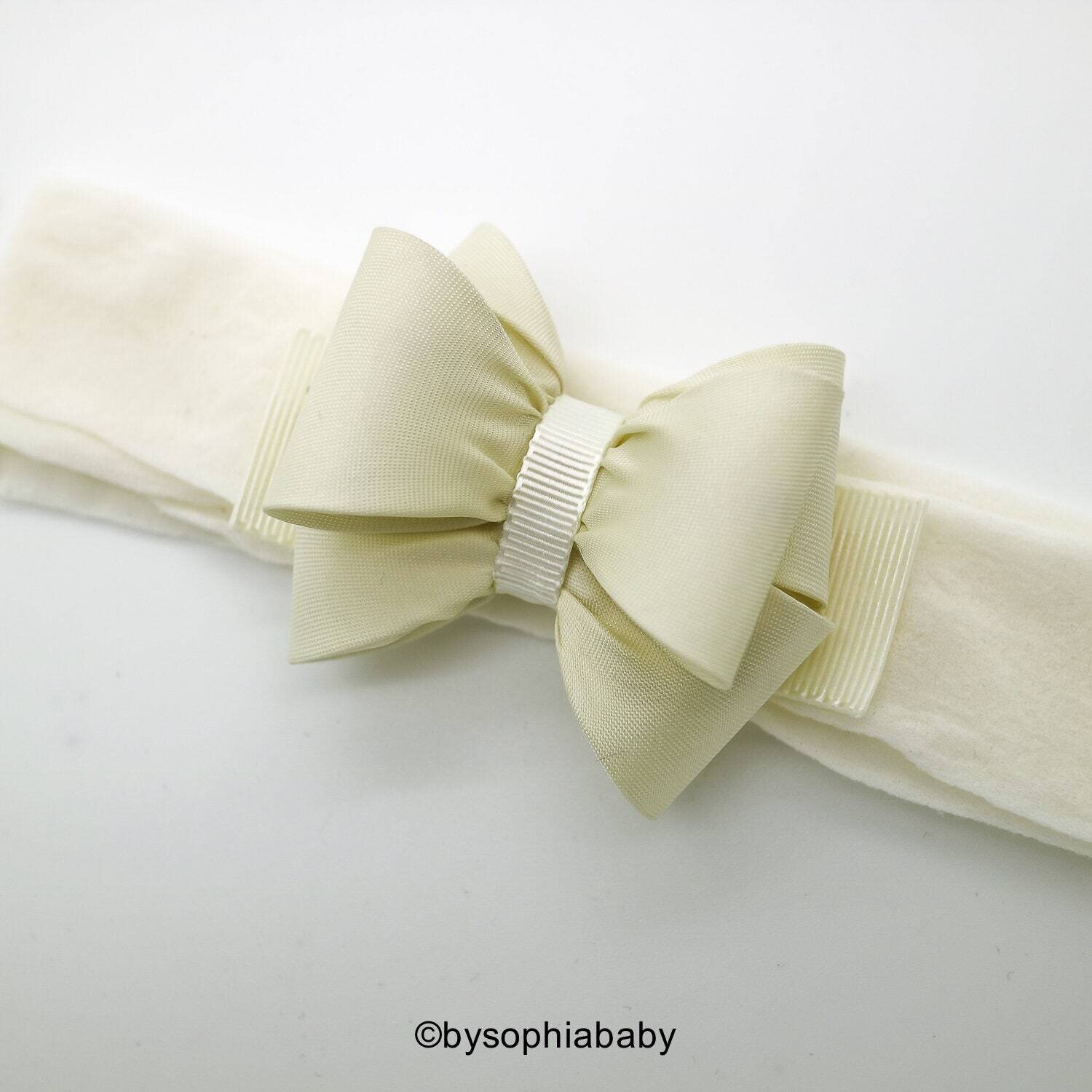 Ivory Bow Headband Ivory Girls Headband Baby Ivory Bow Headband Newborn Headband Baby Headband Nylo…