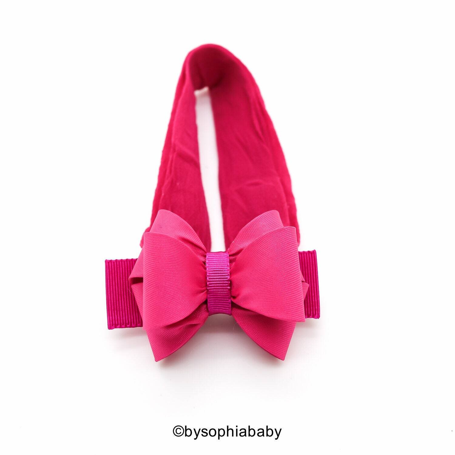 Hot Pink Bow Headband Pink Baby Headband Baby Pink Bow Headband Newborn Headband Baby Headband Nylo…