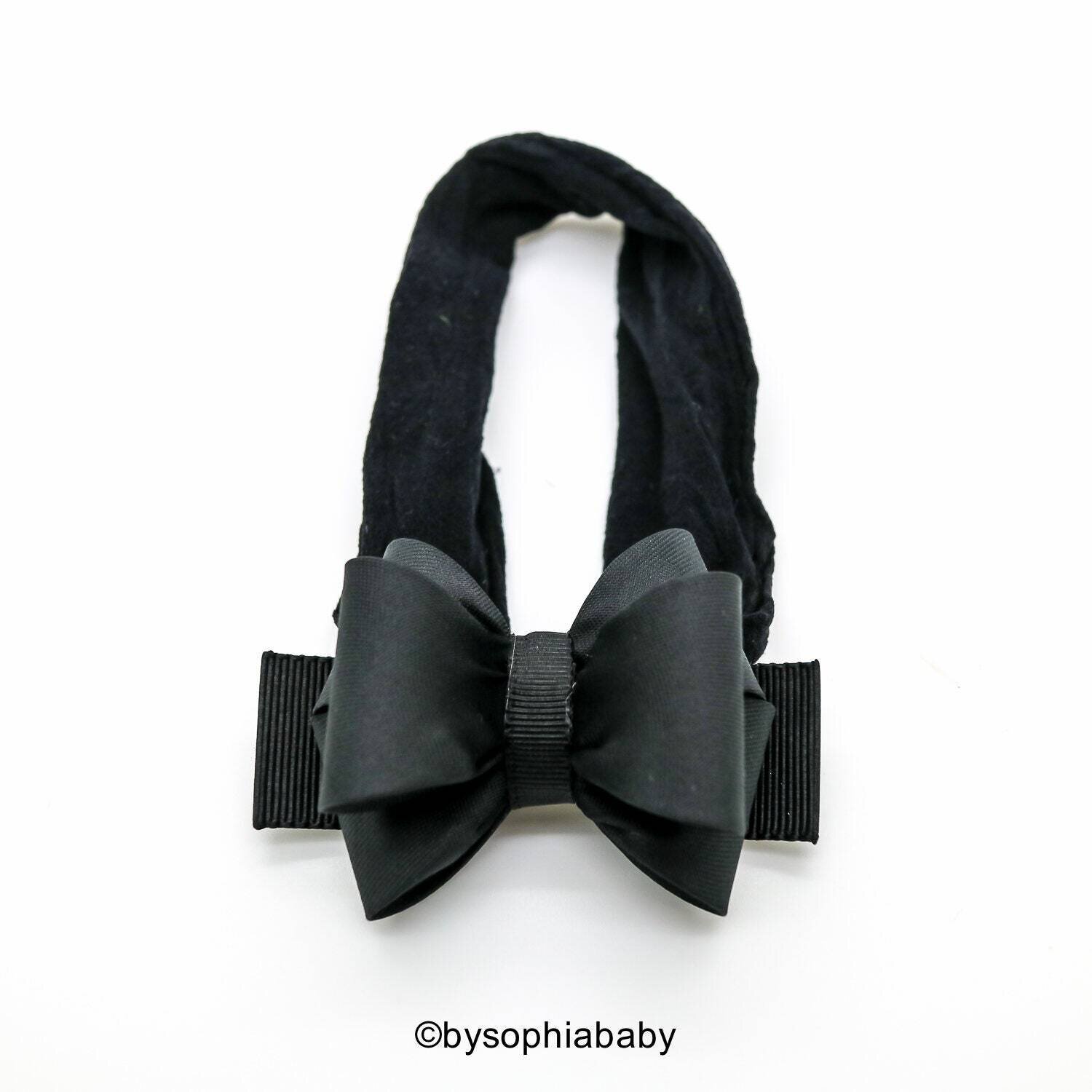 Black Bow Headband Black Headband Baby Black Bow Headband Newborn Headband Baby Headband Nylon Head…