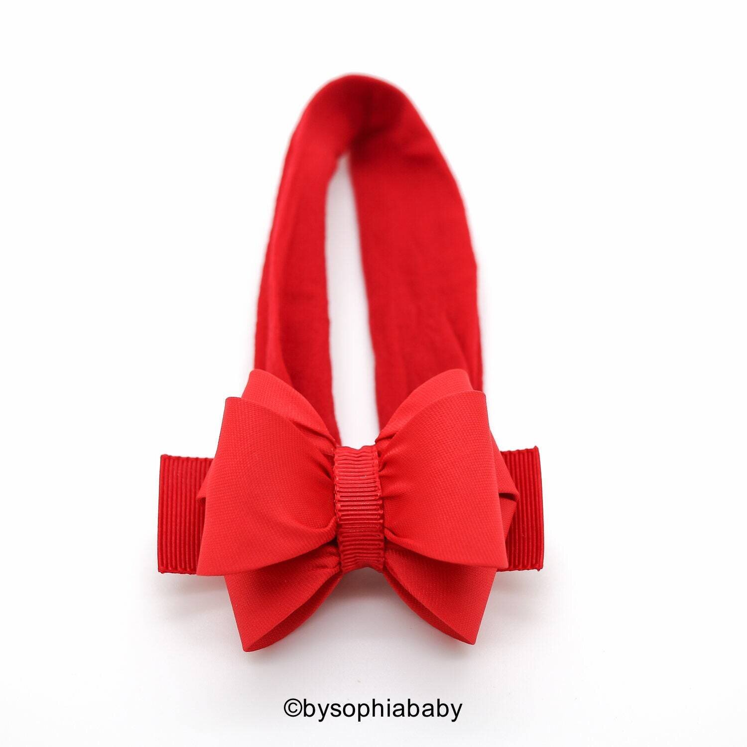 Red Bow Headband Red Baby Headband Baby Red Bow Headband Newborn Headband Baby Headband Nylon Headb…