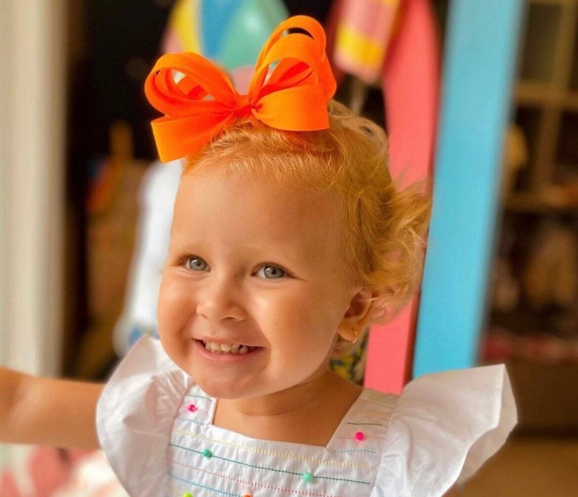 Orange Neon Hair Bow Neon Big Bow Pink Big Hair Bow Clip Girls Hair Bow Orange Neon Large Hair Bow …