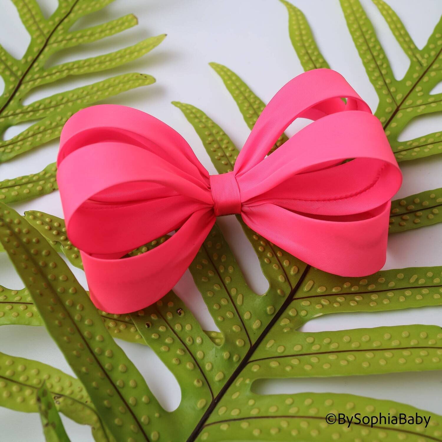 Pink Neon Hair Bow Neon Big Bow Pink Big Hair Bow Clip Girls Hair Bow Pink Large Hair Bow 1976, MPN…