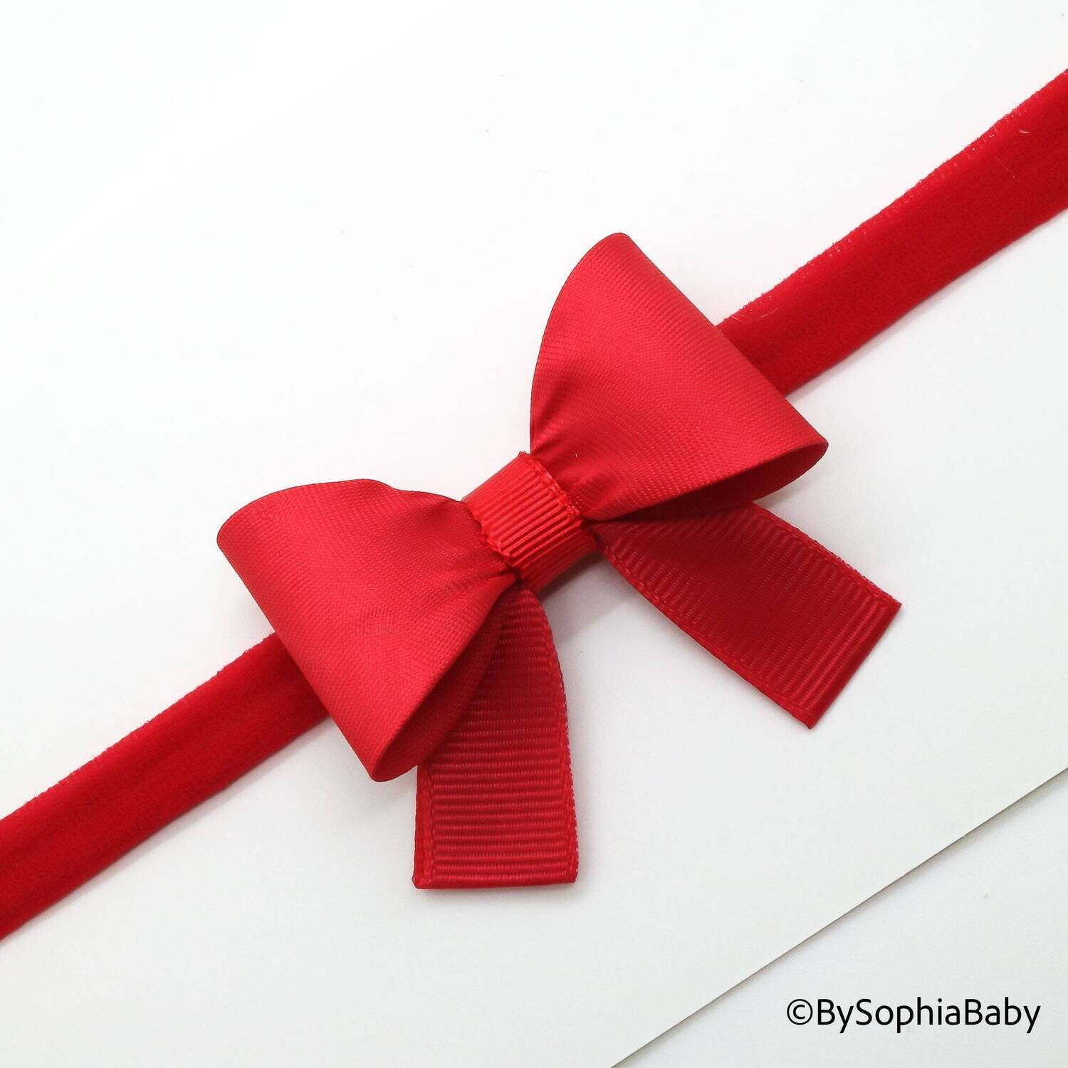 Red Bow Headband Baby Bow Headband Newborn Bow Headband Photography Prop Headband Red Christmas Hea…