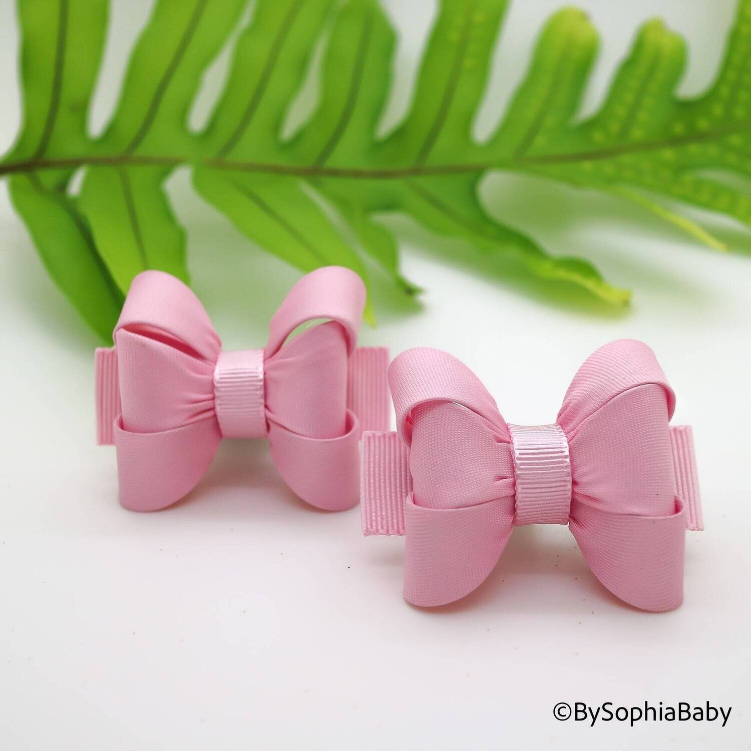 Light Pink Baby Bow Pig Tail Baby Bow Light Pink Hair Bow Small Baby Bow Hair Clip Flower Girl Baby…
