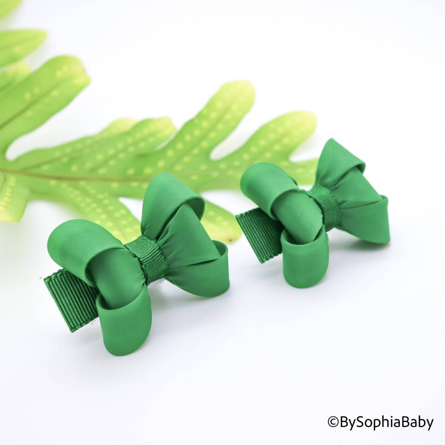 Green Baby Bow Pig Tail Baby Bow Green Baby Hair Bow Small Baby Bow Flower Girl Bow Baby Shower Gif…