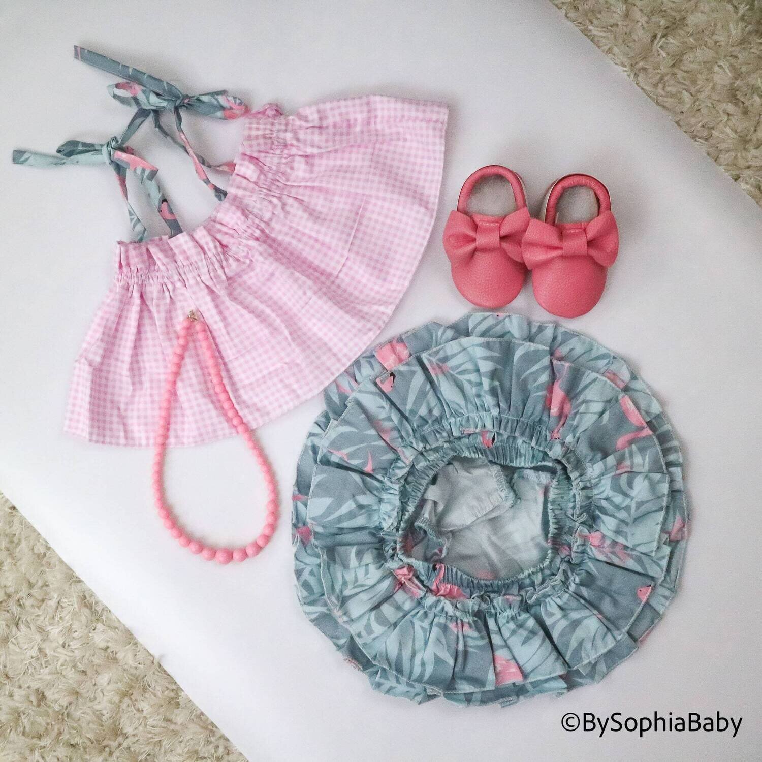 Flamingo Baby Girl Outfit Baby Summer outfit Baby Girl Ruffle baby bloomer Baby Shower Gift Flamingo Party Outfit