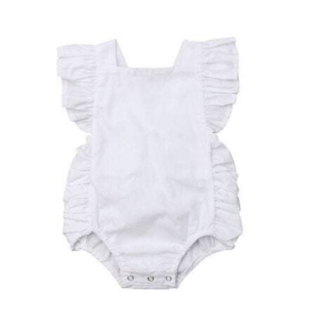 White Baby Girl Romper Vintage Baby Romper Baby Girl Ruffle Bloomer Easter baby romper Baby Shower …