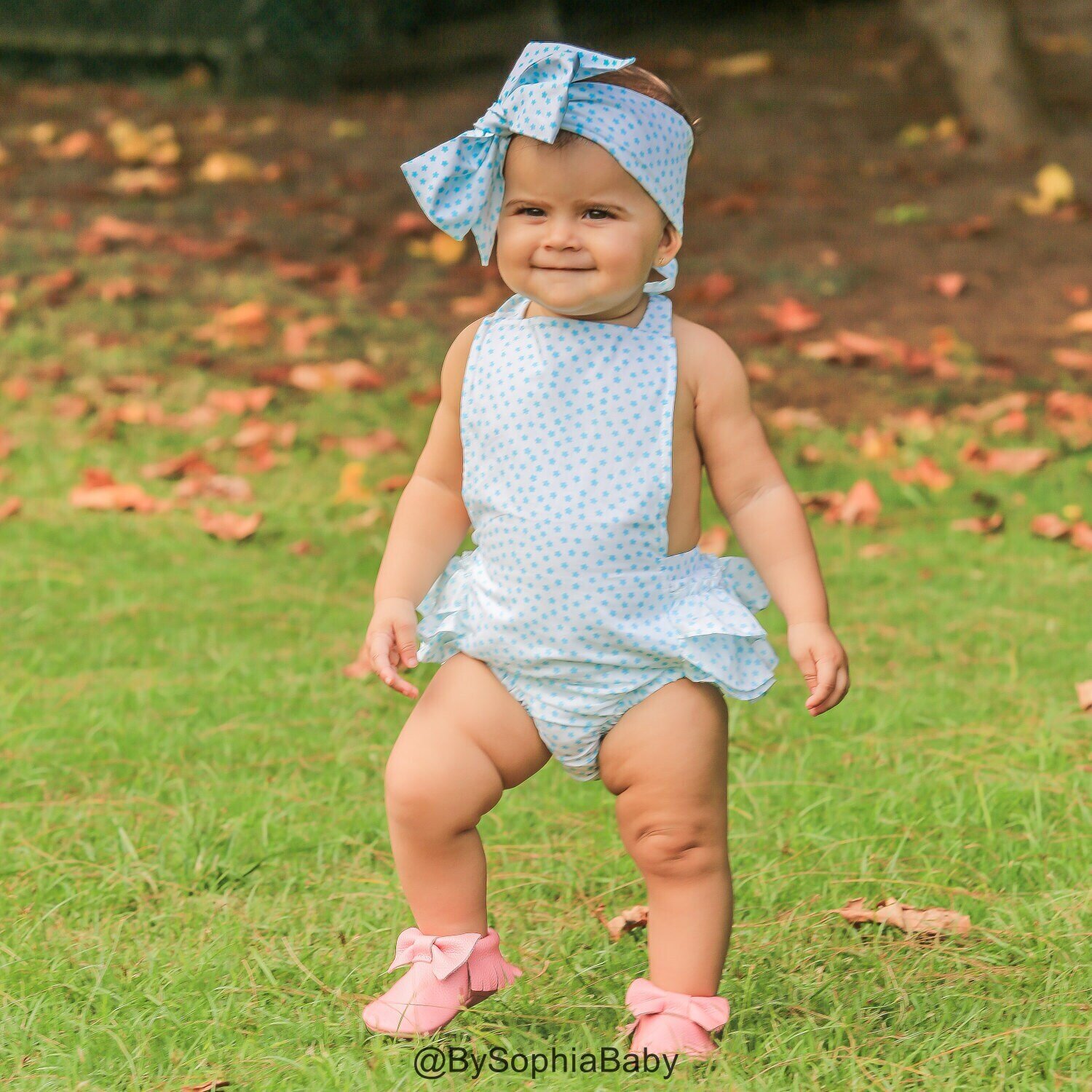 Baby Girl Romper Set Baby Romper and Headband Mint Floral Baby Romper set Cotton Baby Romper Bloome…
