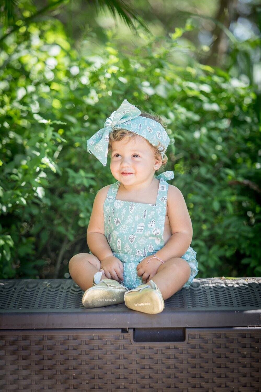 Baby Girl Romper Set Baby Romper and Headband Flower Baby Romper set Baby Romper Blue Flower Romper…