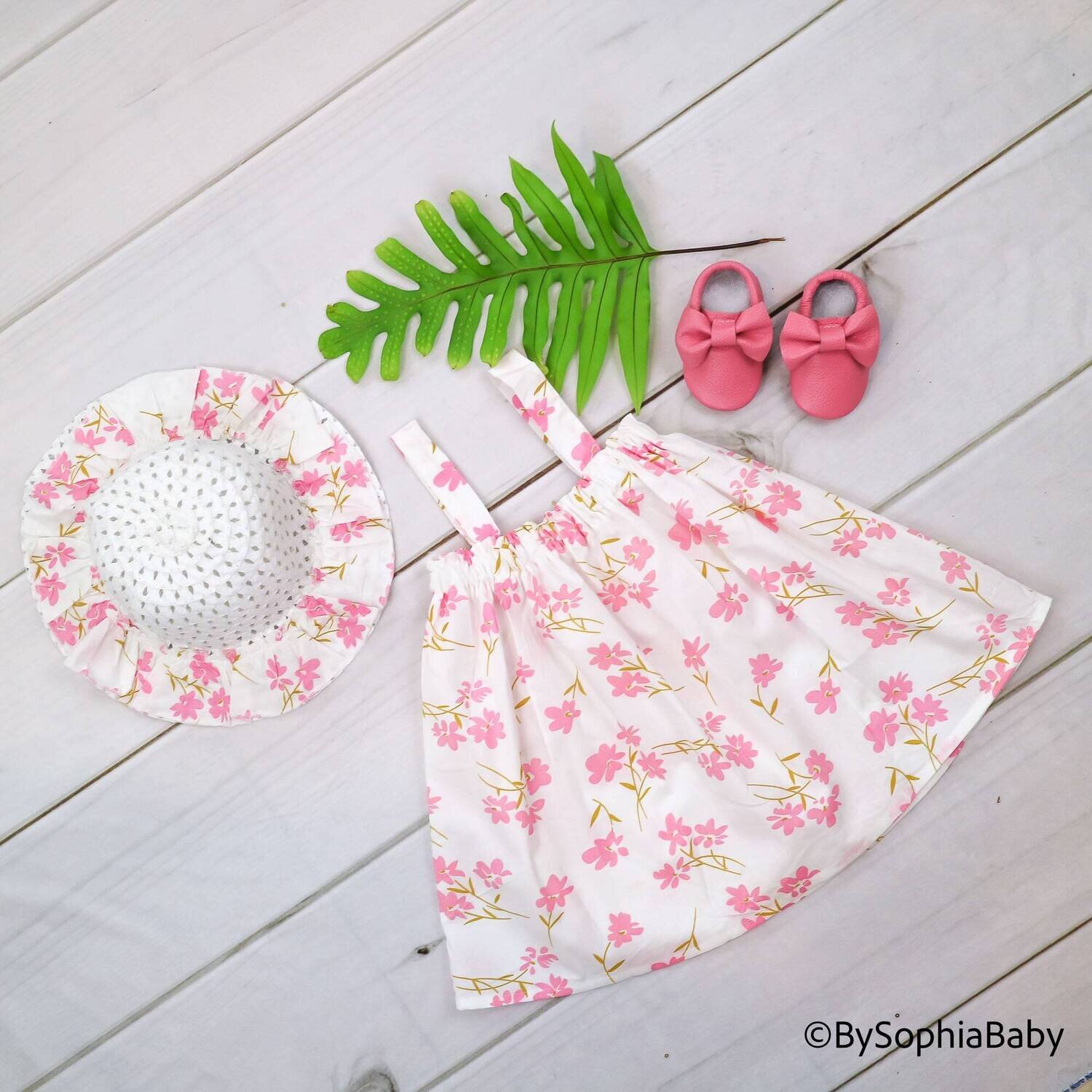 Floral Pink Baby Dress Outfit First Birthday Gift Baby Girl Dress and Hat Baby Shower Gift Baby Pin…