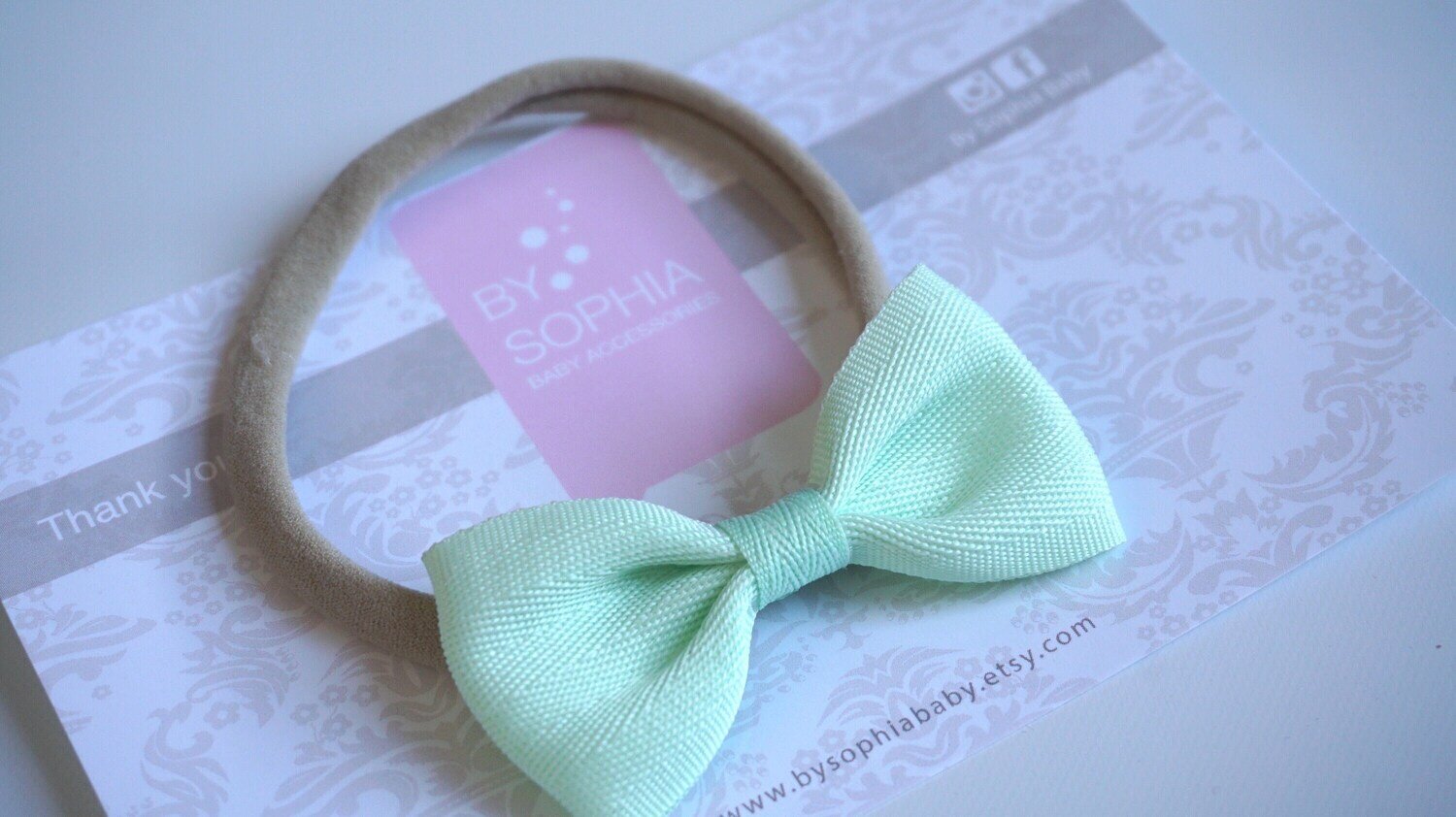 Pastel Green Bow baby headband Set Green Baby Nylon Headband Small Bows Baby Bows Newborn headbands…