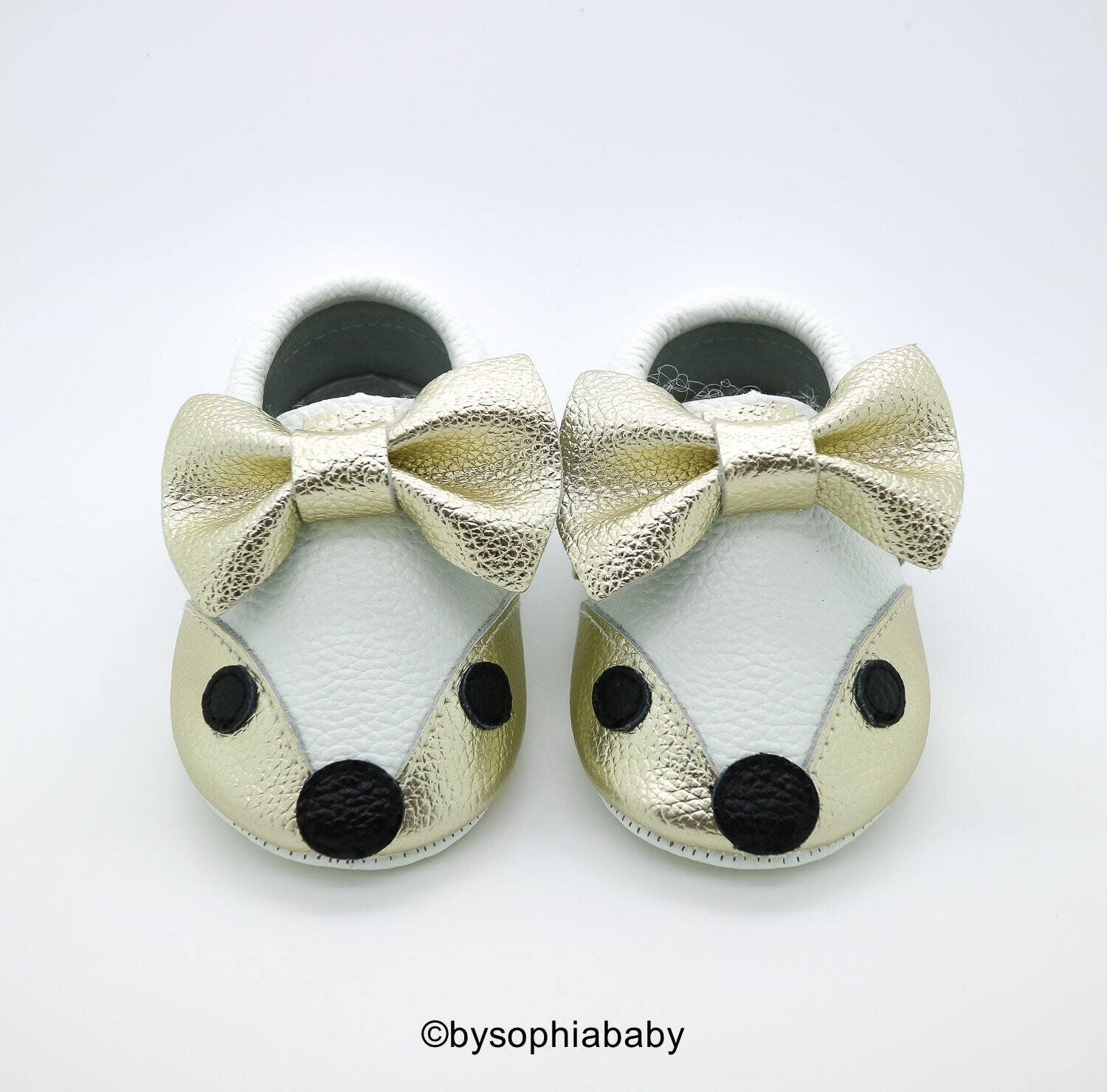 Baby Fox Moccasins Baby Gold FOX Moccasins Baby Leather Shoes Genuine Leather Moccs Toddler Fox Moc…