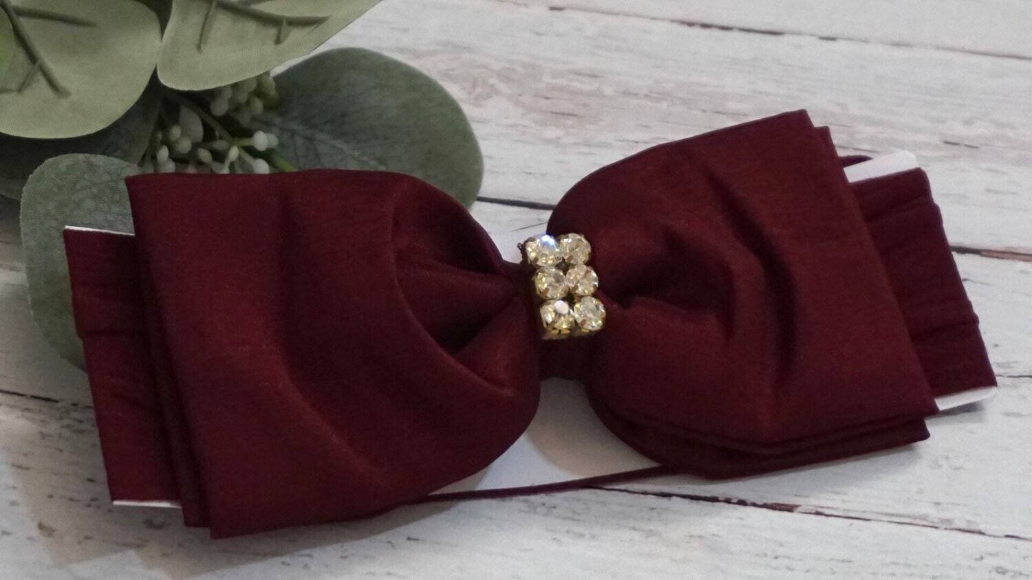 Wine Big Bow Headband Burgundy Headband Newborn Headband Baby Bow Headband Photo Prop Big Bow Headb…