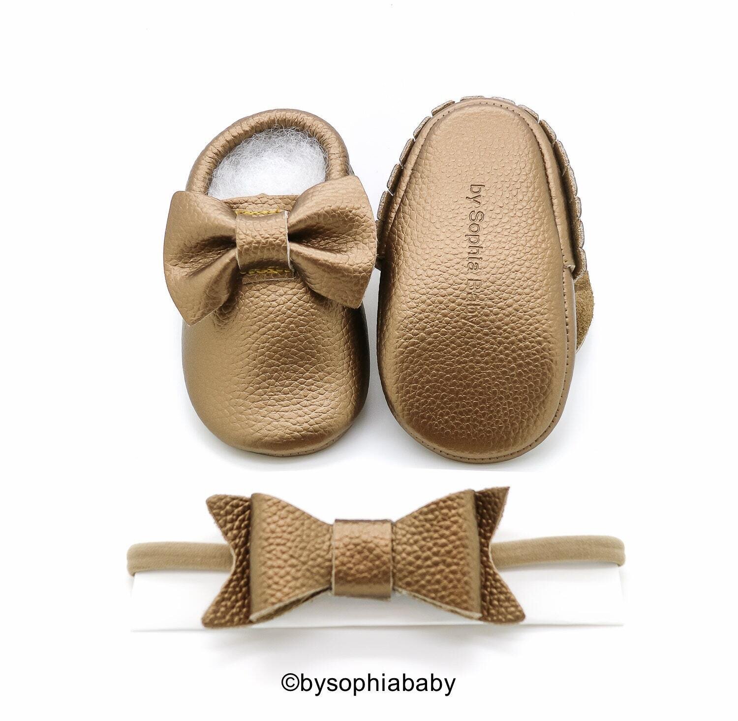 Baby Dark Gold Moccasins Baby Gold Moccasins Baby Leather Shoes Genuine Leather Moccs Toddler Moccasins Baby Moccs Baby Shower Gift