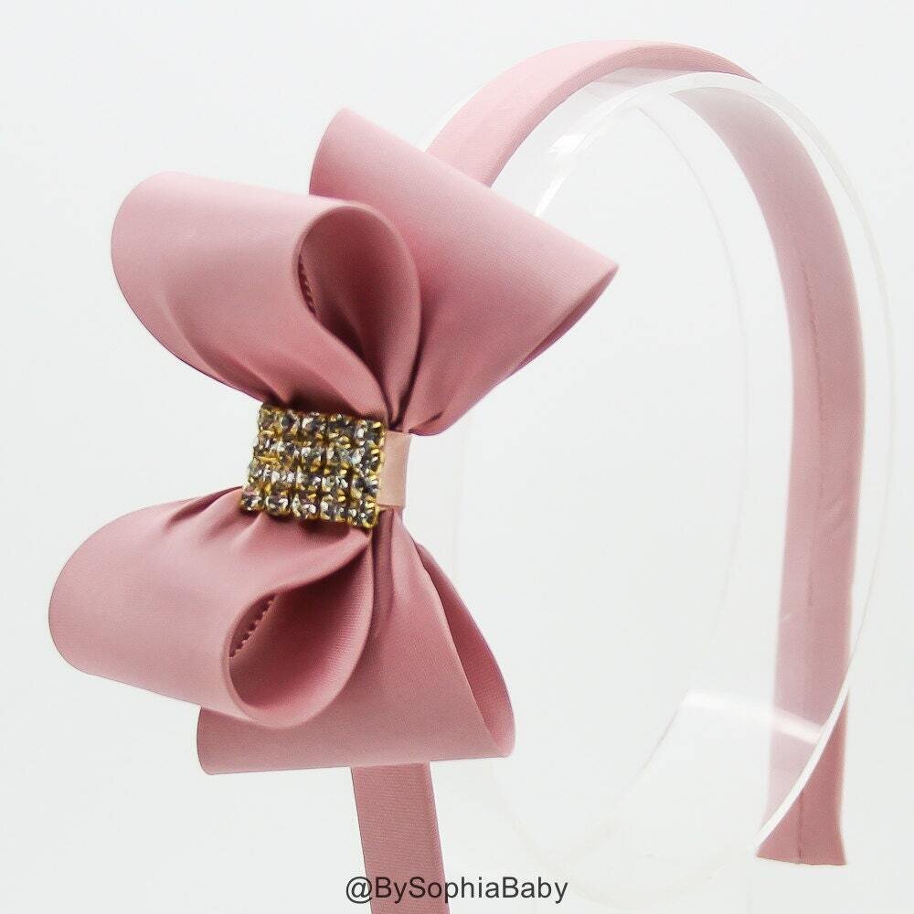 Pale Pink Bow Headband Girl&#39;s Headband Toddler Headband Pink Hard Headband Bow Hard Headband Flower…