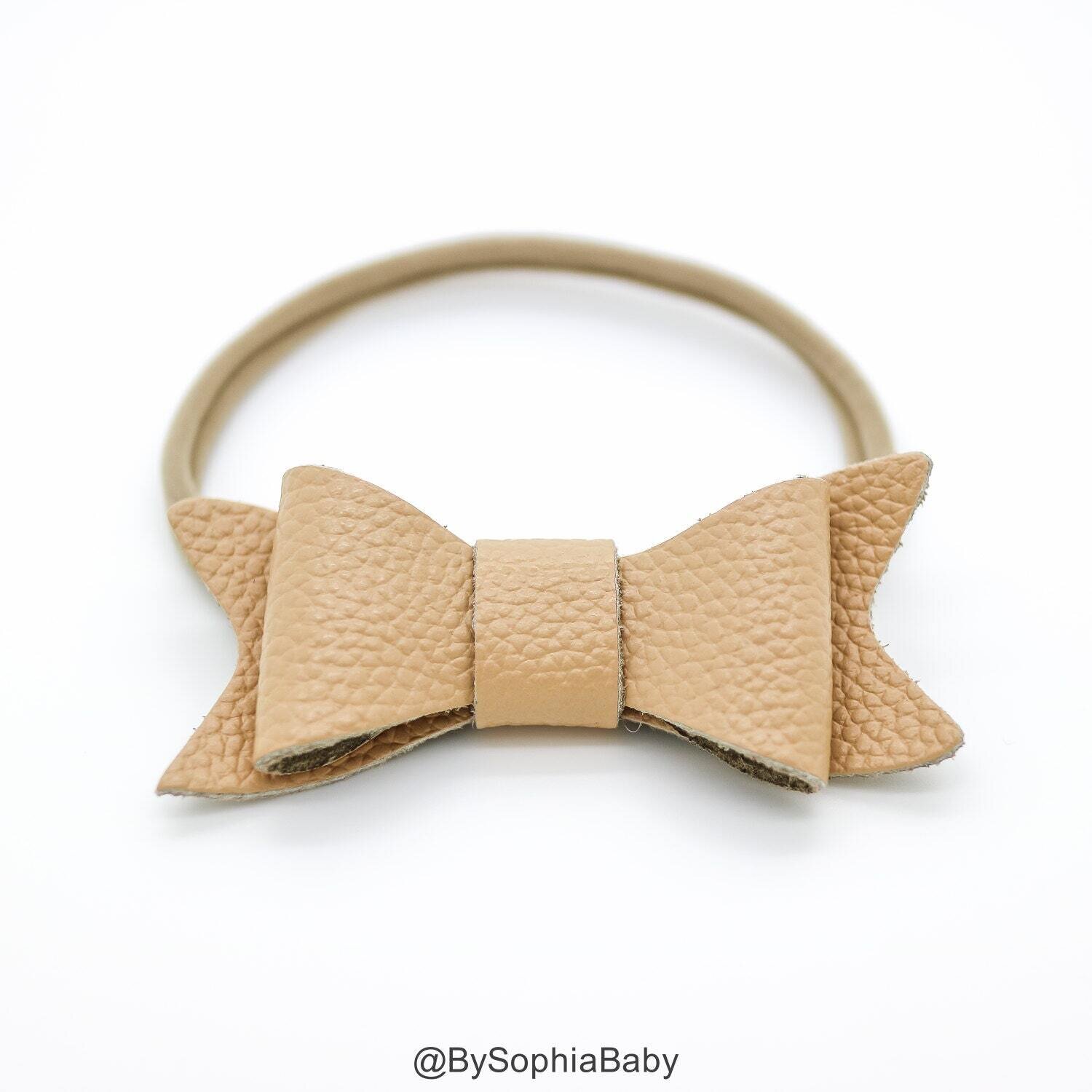 Baby Headband Tan Caramel Leather Bow Baby Leather Bow Headband Leather Bow Baby Leather Hair Bow 123