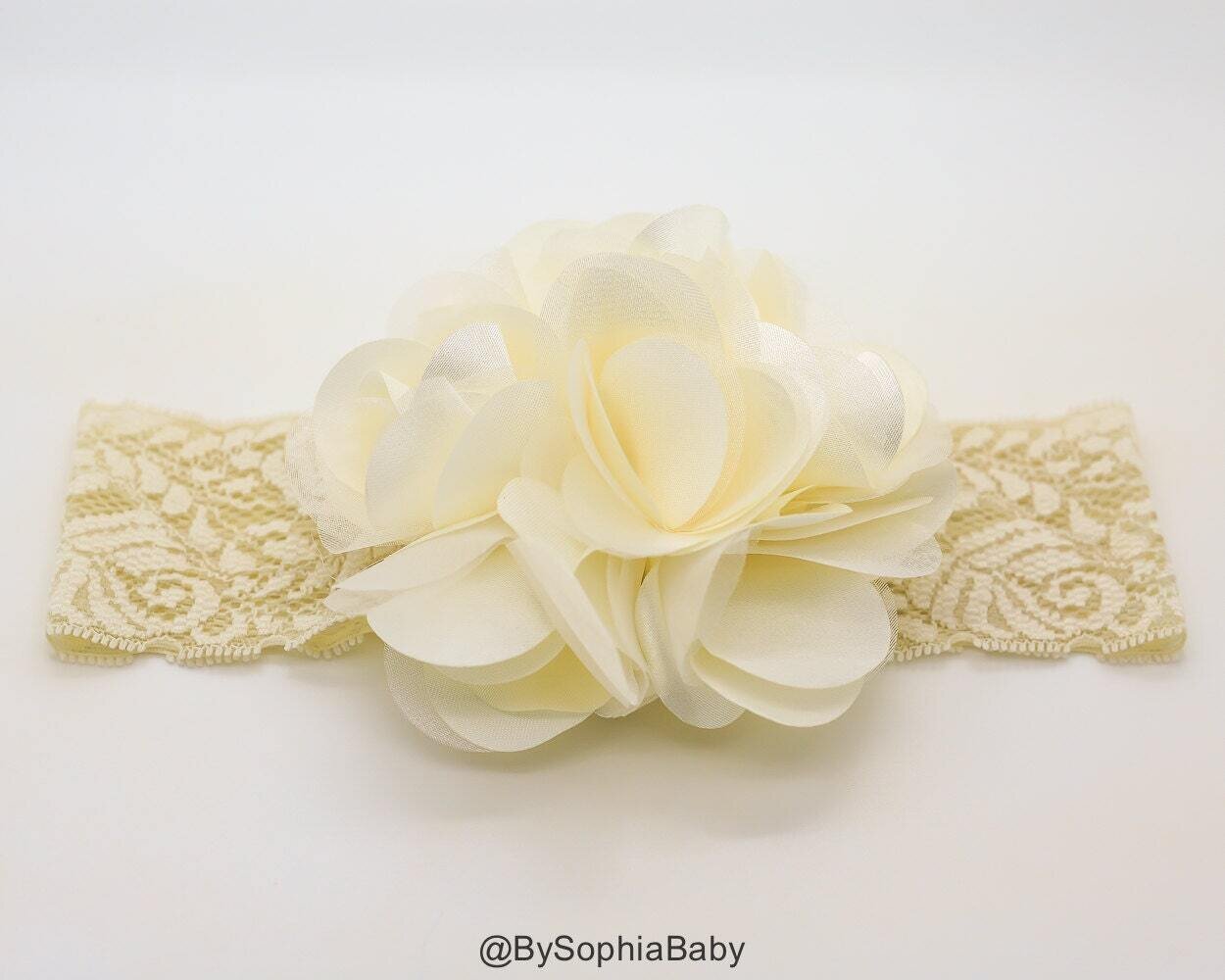 Ivory Flower Headband Baby Flower Headband Big Flower Headband Baby Girl Headband Photo Prop Flower…