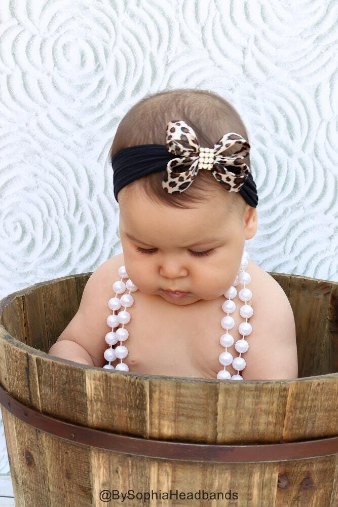 Baby Headband Headwrap Leopard Baby Headband Newborn Headband Leopard Bow Headband Animal Print Hea…