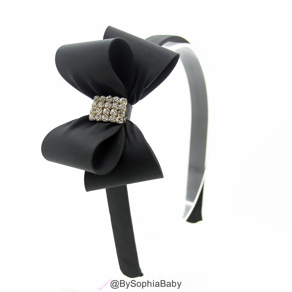 Black Bow Headband Girl&#39;s Headband Toddler Headband Black Hard Headband Bow Headband Flower Girl He…