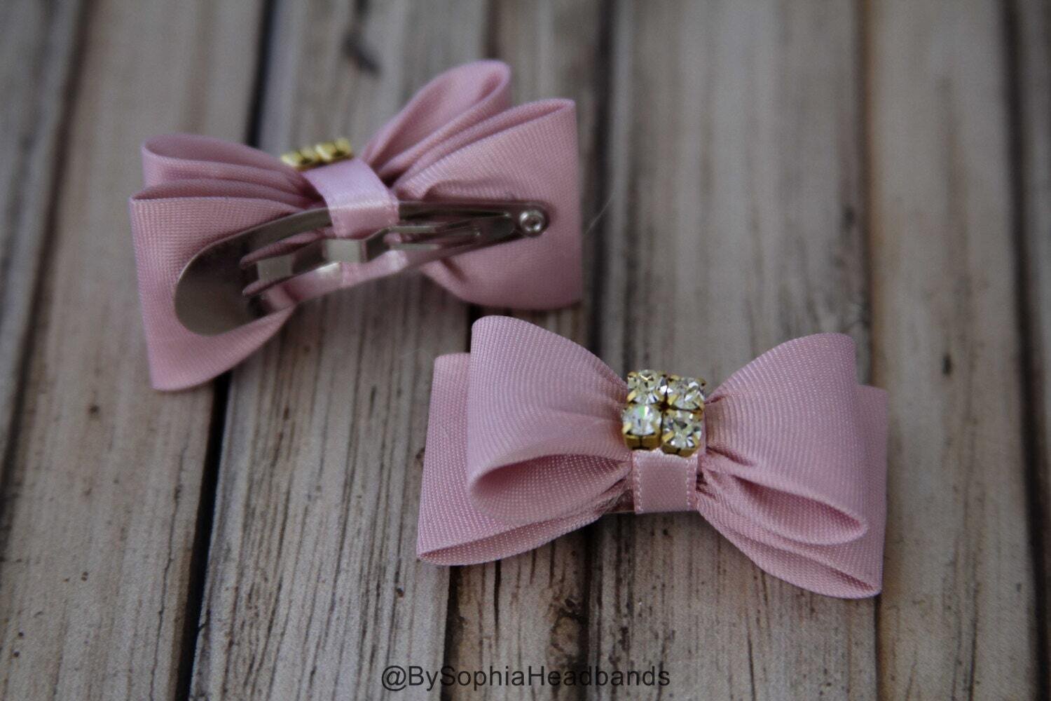 Pale Pink Baby Bow Hair Clip Bow Hair Clip Pink Hair Clip Rhinestone Hair Clip Girl Hair Clip Baby …