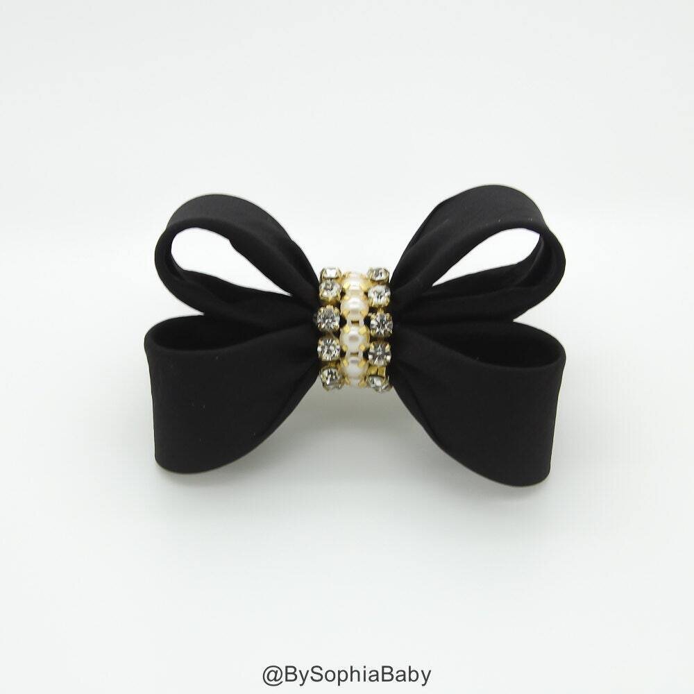 Baby Hair Clip Black Bow Hair Clip Black Hair Clip Toddler Hair Clip Girls Bow Hair Clip Big Bow Ha…