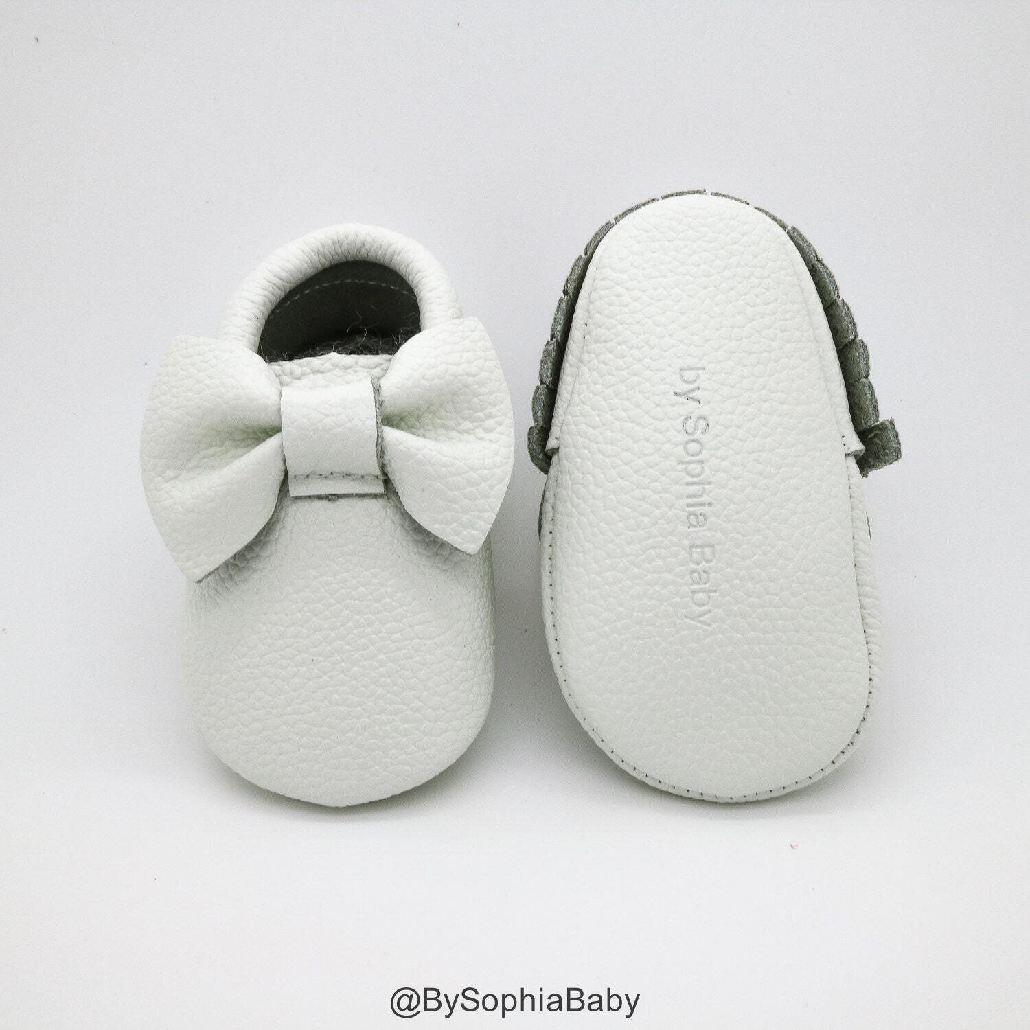 Baby Moccasins Baby White Bow Moccasins Baby Leather Shoes Genuine Leather Moccs Toddler Moccasins …